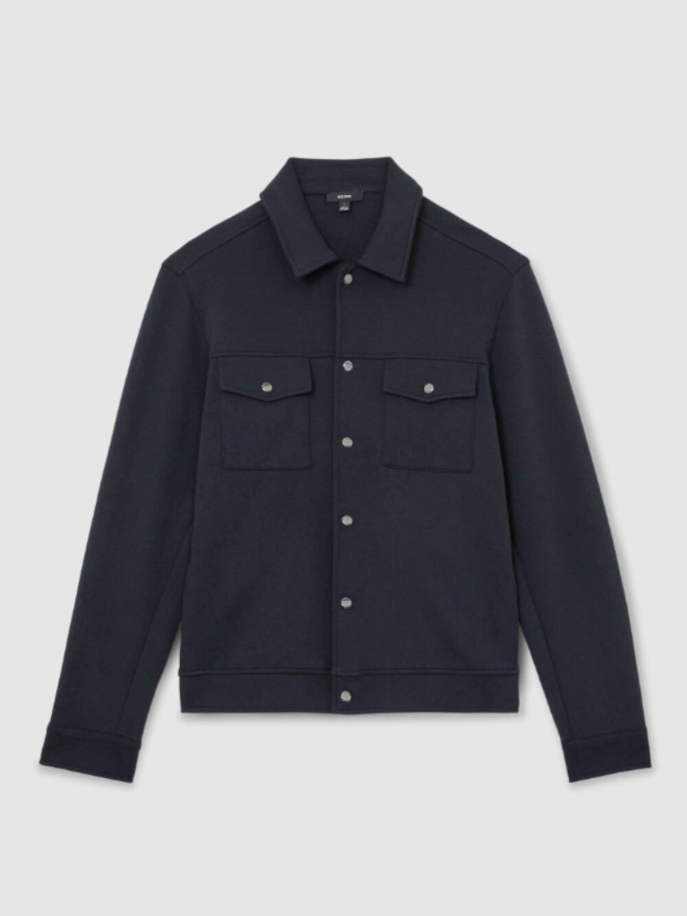 Reiss Thom Sueded Interlock Jersey Twin-Pocket Overshirt in Navy XL NWT $298
